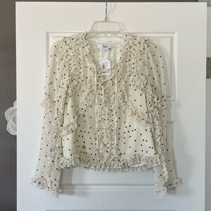 Koche Printed Long Sleeve Ruffle Top